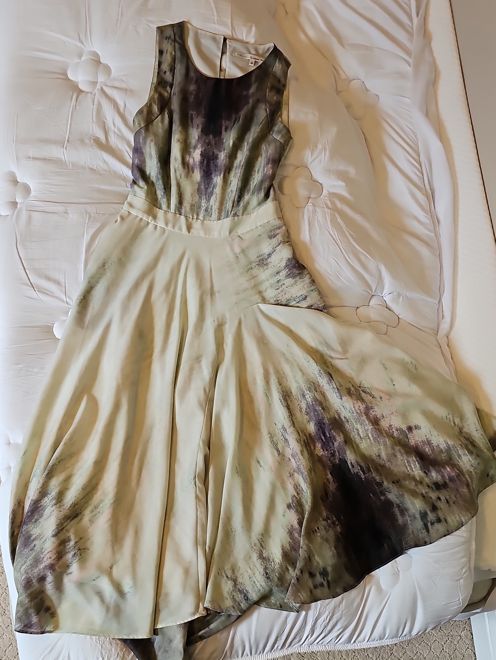 Sleeveless Green Watercolor Midi Dress